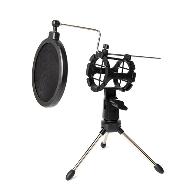 Adjustable microphone stand with gimbal